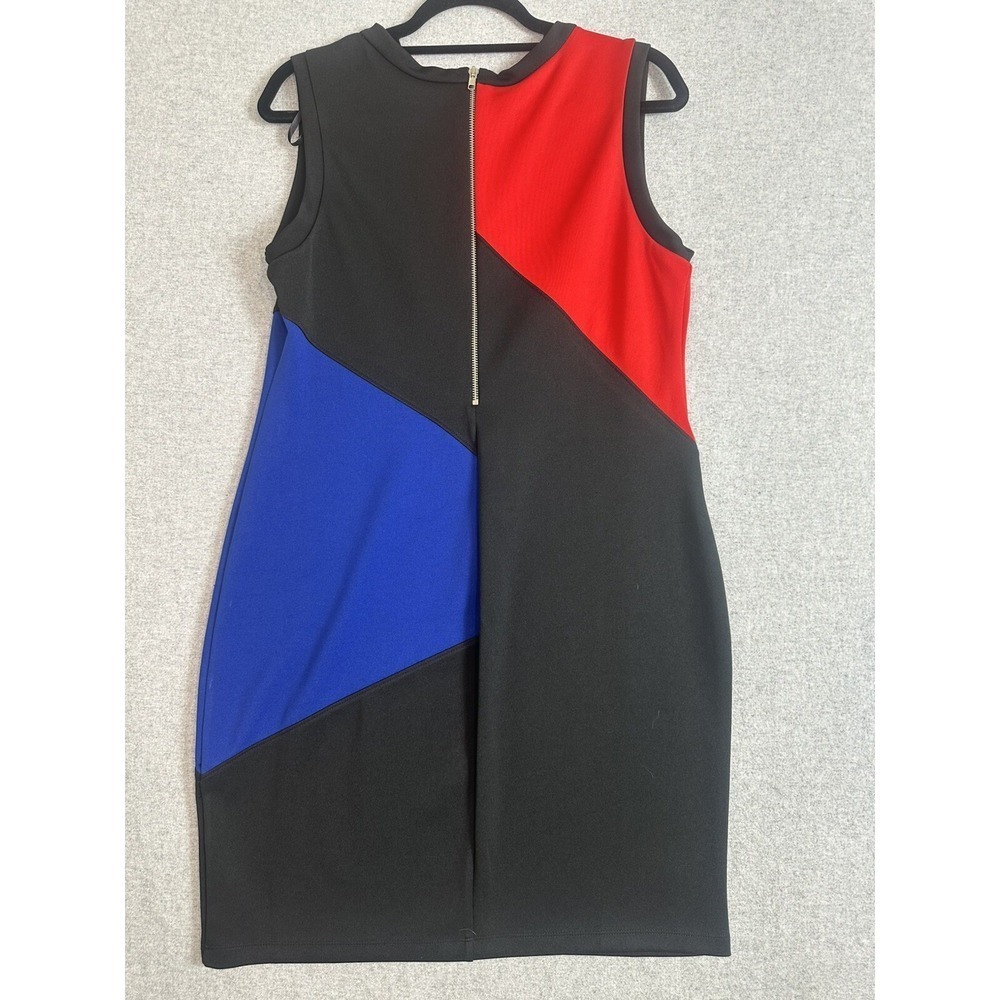 Vintage 80s 90s Carole Little Dress Womens 14 Sleeveless Colorblock Red Blue EUC - Picture 2 of 7